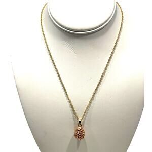Golden Pink Egg‎ Pendant Necklace with Austrian Crystals by Keren Kopal